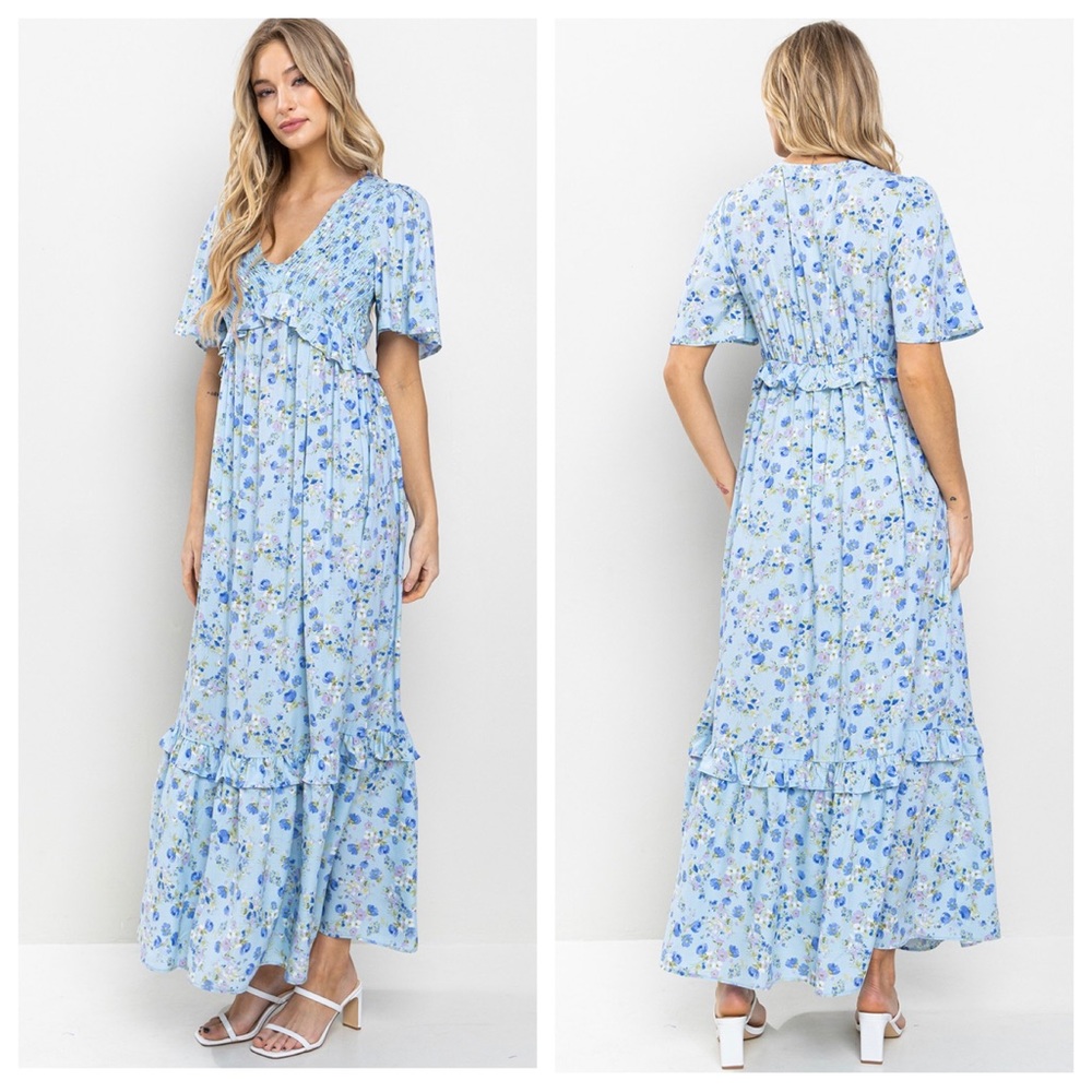 20 Boho Flower Woven Print Maxi Dress